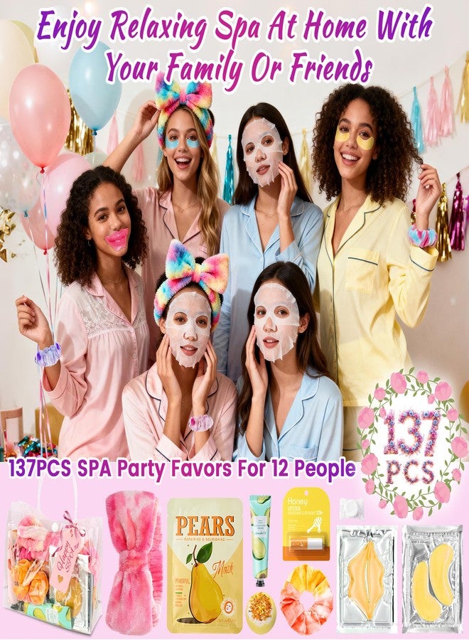 MIZEEYE 137 PCS Spa Party Supplies For Girls, Include Face Mask, Bath Bombs, Hand Cream, Eye Mask, Lip Mask, Lipstick, Hairband, Natural & Relaxing Sleepover Spa Gift Kit For 12 People, Gentle Moisturizing - Image 3